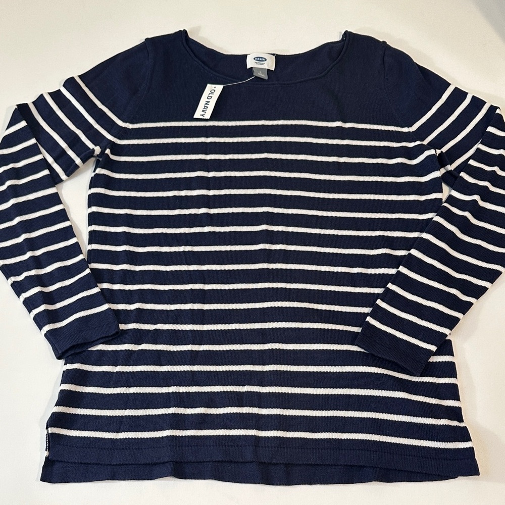 NEW - WOMENS - OLD NAVY - STRIPED LONG SLEEVE THIN SWEATER